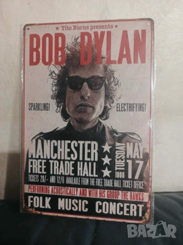 Bob Dylan Tin Sign-метална табела(плакет), снимка 2 - Китари - 54773305