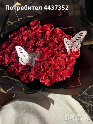 Букети от сатен, снимка 6 - Изкуствени цветя - 54112734