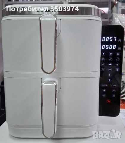 Вертикален двоен еърфраер Gourmetmaxx 10L , снимка 2 - Фритюрници - 54373767