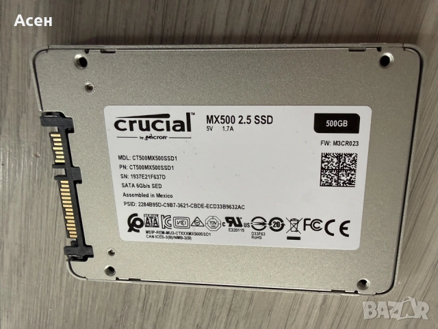 SSD) Crucial MX500, 500GB, 2.5, снимка 2 - Видеокарти - 36402824