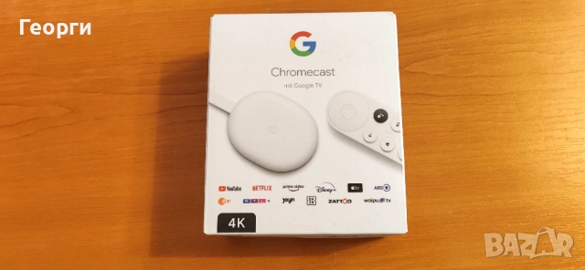 Google Chromecast TV, 4K, HDMI, Bluetooth, Wi-Fi, Бял 