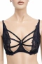 Hunkemöller черен дантелен сутиен с декоративни ленти – 80D, снимка 1
