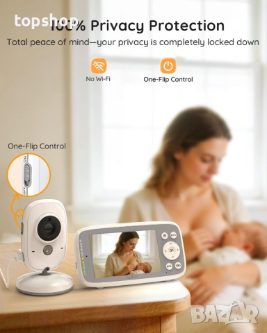 Чисто нов без Wifi и Интернет Бебефон с 2 Камери BOIFUN VB616 – 4" IPS Екран  / Нощно виждане   , снимка 5 - Бебефони - 54680664