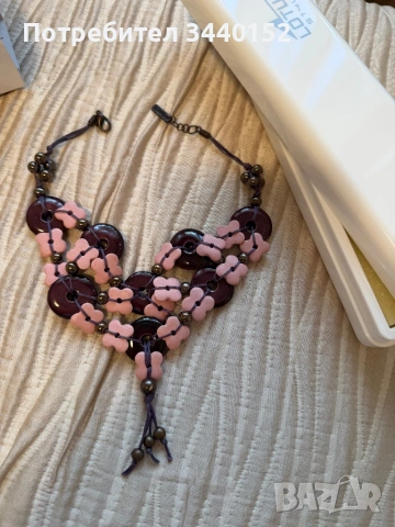 Ефектно дамско колие в розово и лилаво, снимка 2 - Колиета, медальони, синджири - 54163603