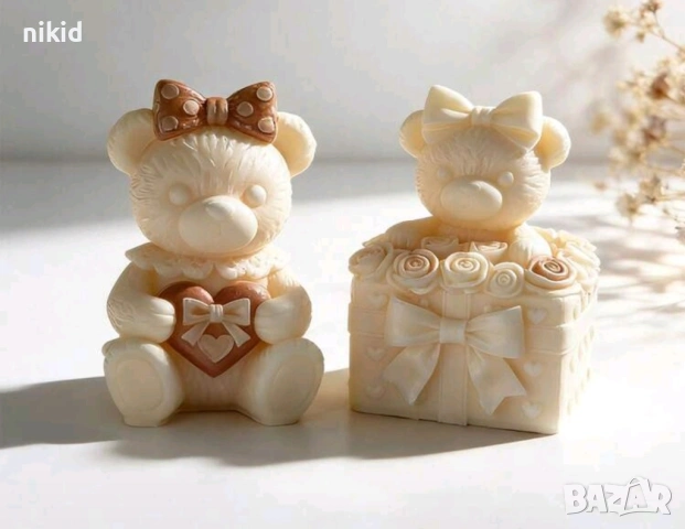 3D Мече с панделка подаръчна кутия подарък силиконов молд форма фондан шоколад смола гипс свещ, снимка 4 - Форми - 54176118