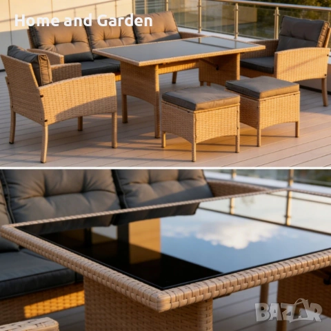 Комплект градински мебели от техноратан - перфектен кът за релакс, снимка 2 - Градински мебели, декорация  - 54003193
