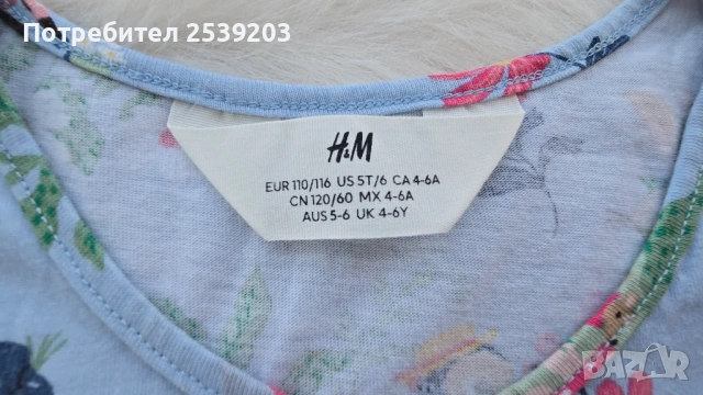 Детска рокля H&M 4-6 години, снимка 6 - Детски рокли и поли - 54817760