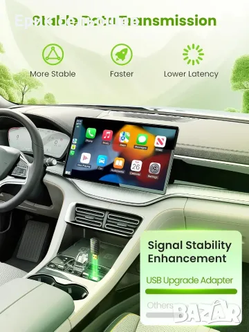 CA6 Wireless Adapter – Безжичен Apple CarPlay и Android Auto адаптер, Plug & Play, снимка 5 - Аксесоари и консумативи - 55511794