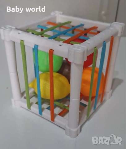 Сензорно кубче с ластици за сортиране и развитие, снимка 4 - Образователни игри - 55243866