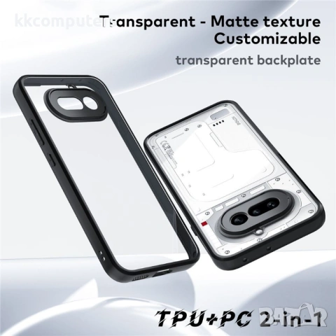 PC+TPU Калъф за Nothing Phone (4a) - Шокоустойчив, Повдигнат ръб за камера, Прозрачен, снимка 3 - Калъфи, кейсове - 54087459