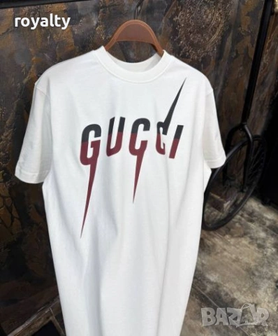 Gucci Нова Бяла Мъжка Тениска Гучи 