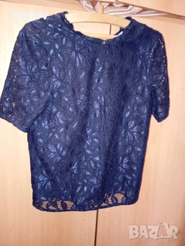 H&M дантелена блуза къс ръкав , снимка 2 - Тениски - 55068195
