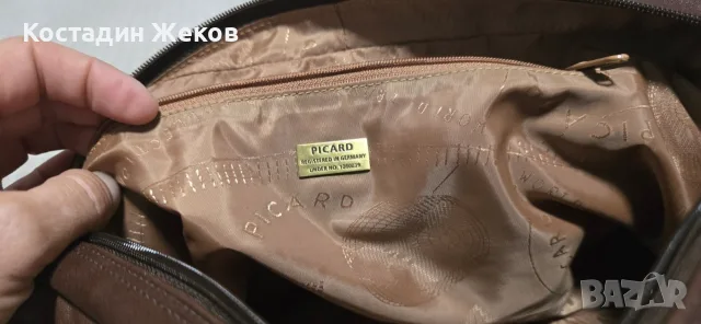Нова. Кафява дамска оригинална чанта от естествена кожа на немската марка PICARD., снимка 7 - Чанти - 55329978