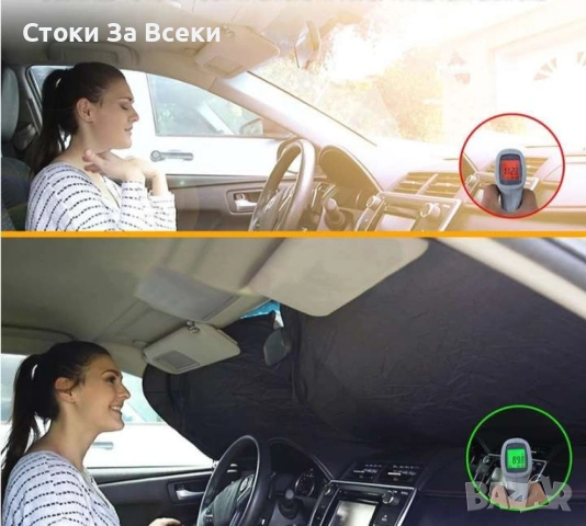 Автомобилен сгъваем двоен сенник за предното стъкло на кола, снимка 5 - Аксесоари и консумативи - 55098975