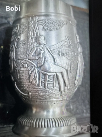 Сет калаени чаши 1955г, снимка 6 - Антикварни и старинни предмети - 55160551