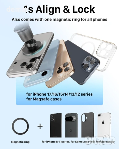 YOSH за Magsafe автомобилна стойка, 3 в 1 вакуумна магнитна поставка за телефон за кола, снимка 7 - Аксесоари и консумативи - 54641708
