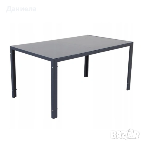 Градинска маса 150x90 см със стъклен плот и стоманена рамка – Тъмно сива, снимка 6 - Маси - 54779940