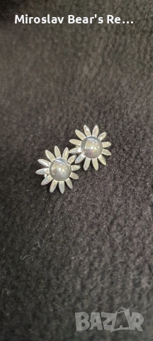 Сребърни Обеци Daisy , 925 бурмено закопчаване , снимка 3 - Обеци - 54669472
