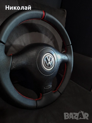 Спортен кожен волан за VW / Seat / Audi, снимка 2 - Части - 54790669