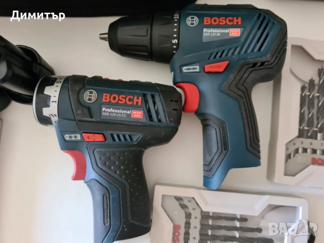 Комплект два винтоверта зарядно и батерии Bosch GSR 12V-15 FC и GSR 12V-30, снимка 4 - Винтоверти - 55088411