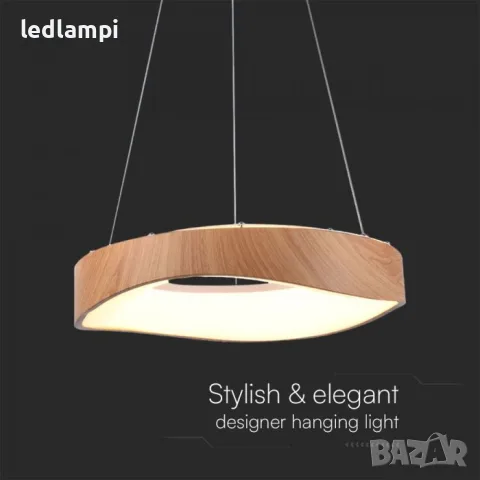 LED Полилей 18W Дизайн Дърво + Бяло Тяло Ф400mm Топло Бяла Светлина, снимка 2 - Полилеи - 50110912