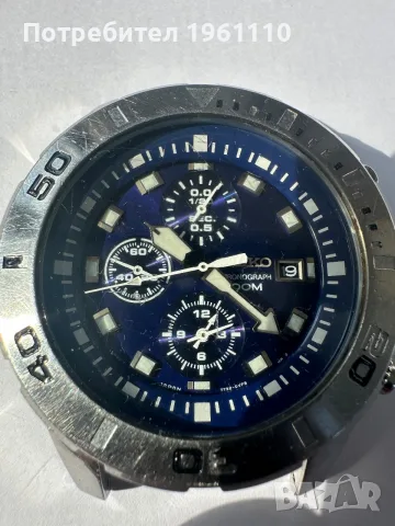 SEIKO, Мъжки кварцов часовник аналогов хронограф WR 100M син циферблат., снимка 14 - Антикварни и старинни предмети - 55475699