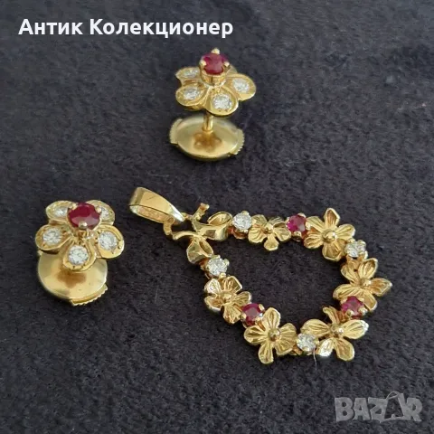 Златен комплект, 18К, винтидж, снимка 5 - Бижутерийни комплекти - 55462952