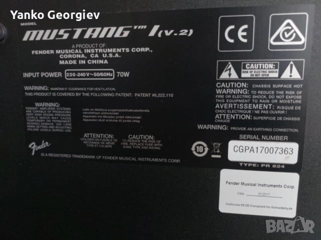 Усилвател / кубе Fender Mustang I v.2, снимка 8 - Китари - 54885043