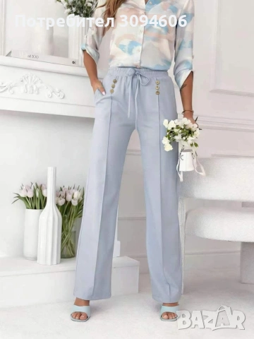 Дамски панталони райе и с камъни, снимка 2 - Панталони - 53997561