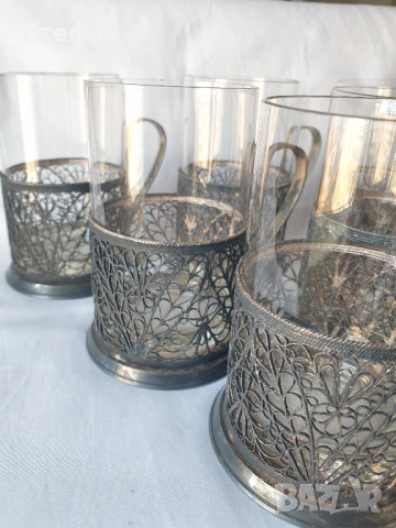 Комплект подстакани, снимка 2 - Антикварни и старинни предмети - 54267684