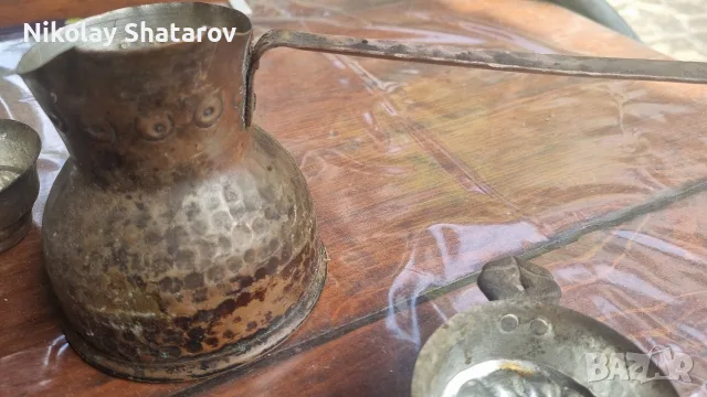 старо медно джезве с чашки , снимка 2 - Антикварни и старинни предмети - 55379076