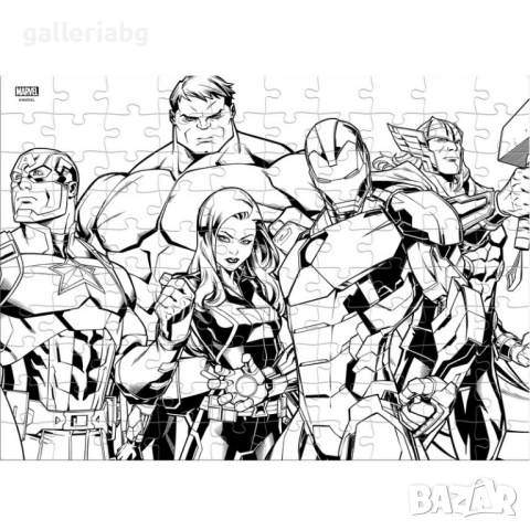Пъзел Avengers / Отмъстителите 100 части с едри елементи – 2 в 1, с оцветяване на гърба, снимка 2 - Игри и пъзели - 54730287