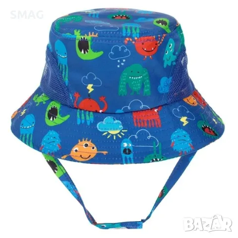 Бебешка синя шапка тип bucket с мрежеста част за момче_1250783