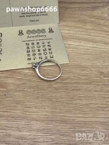 Пръстен 9К бяло злато 375 с 7 естествени брилянта 0.10 ct, 1.93 г,, снимка 7 - Пръстени - 55433061