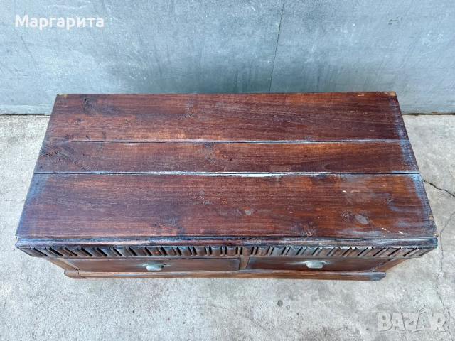 Античен скрин с две чекмеджета, снимка 3 - Антикварни и старинни предмети - 54615056