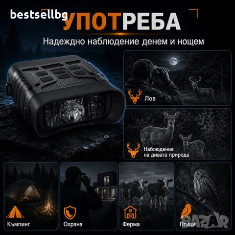Професионален мощен бинокъл за нощно виждане за лов къмпинг птици, снимка 5 - Екипировка - 46845519
