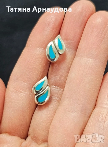 Елегантни сребърни обеци с тюркоаз 