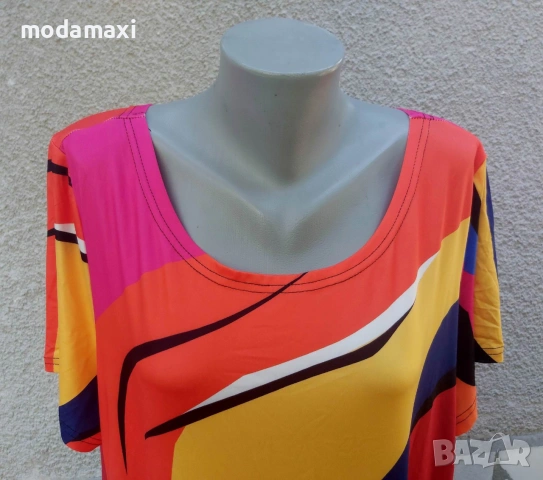 4XL Нова рокля с абстрактен принт (лице), снимка 3 - Рокли - 54981797