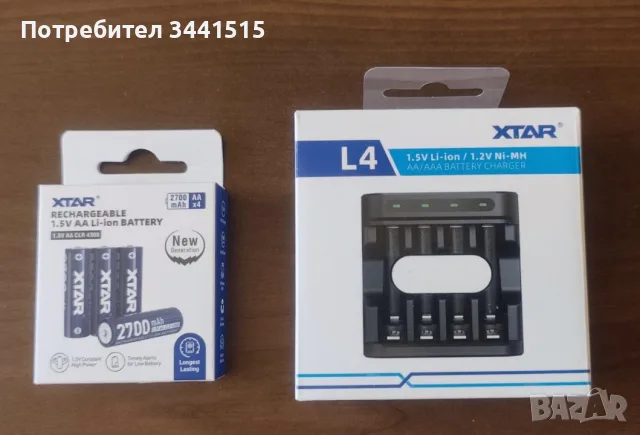 Комплект XTAR L4 + 4 бр. XTAR AA 1.5V Li-ion 4300mWh Батерии , снимка 2 - Батерии, зарядни - 55458586