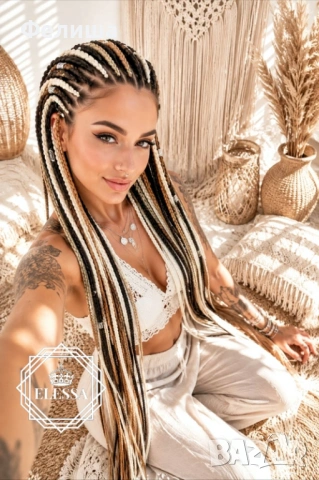 Комплект Бразилско Влакно за Плитки и Прически / Прежда за Коса / Jumbo Braids / Senegalese Twists, снимка 3 - Аксесоари за коса - 54879622