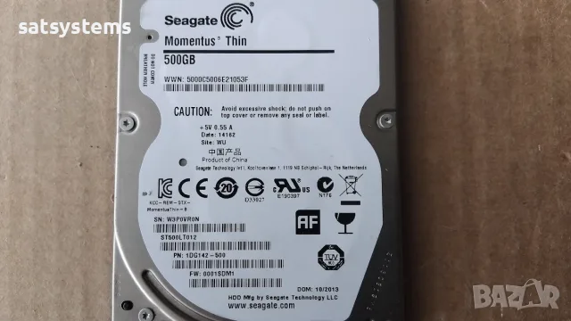 Хард диск Laptop Seagate Momentus Thin ST500LT012 500GB SATA 6.0Gb/s, снимка 3 - Твърди дискове - 55400280