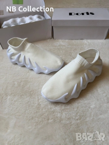 Дамски маратонки в бяло Yezzy дишащ плат