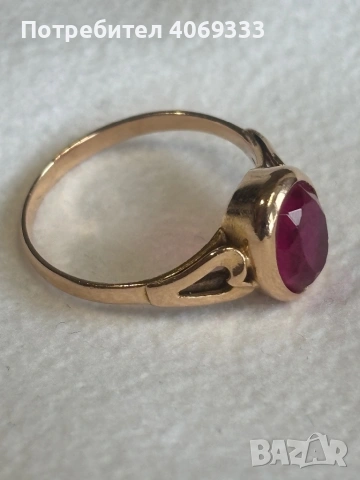 Руски златен пръстен с рубин 2.9гр 14к , снимка 2 - Пръстени - 54175126