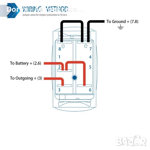 Копче бутон за вграждане за тромба клаксон HORN 12V/24V с червена LED подсветка, 5 пина, ON/OFF, снимка 5 - Аксесоари и консумативи - 55559744