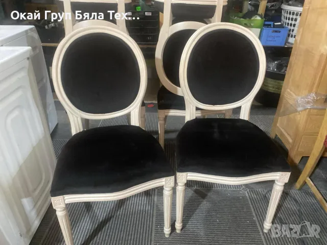 трапезни столове черно кадифе, снимка 4 - Столове - 55438664