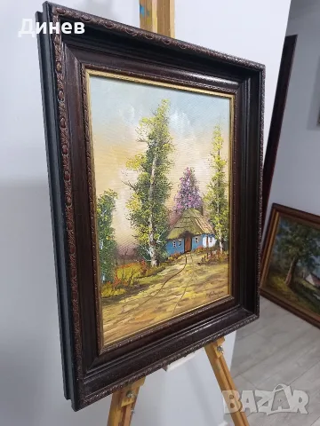 Маслен пейзаж с рамка (41х51 см) - Внос от Австрия, снимка 9 - Картини - 55533878