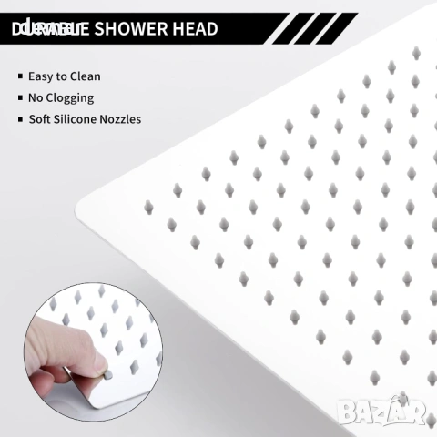 Душ глава тип „Rain“ квадратна 30x30 см - фиксирана душ глава от неръждаема стомана 304, хром, снимка 4 - Душове - 53961083