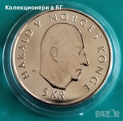 5 КРОНИ 1995 ГОДИНА - НОРВЕГИЯ, снимка 2 - Нумизматика и бонистика - 54383255