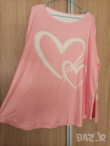 Макси розова, леко асиметрична блуза , снимка 3 - Блузи с дълъг ръкав и пуловери - 54309057