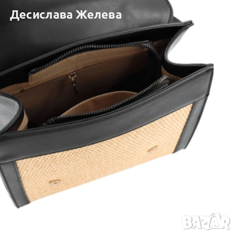 Кокетна дамска раничка, със сламени детайли, снимка 4 - Раници - 54393579